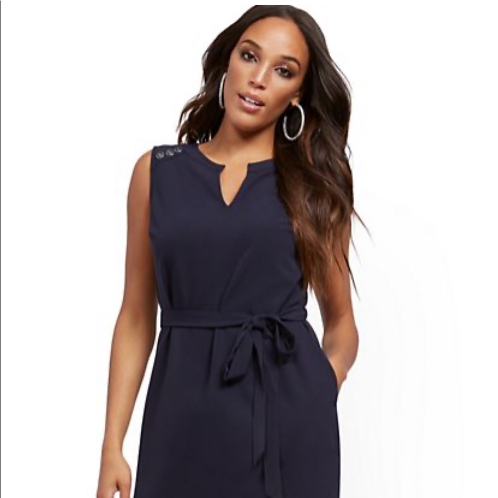 Nyc Button-Accent Belted Shirtdress